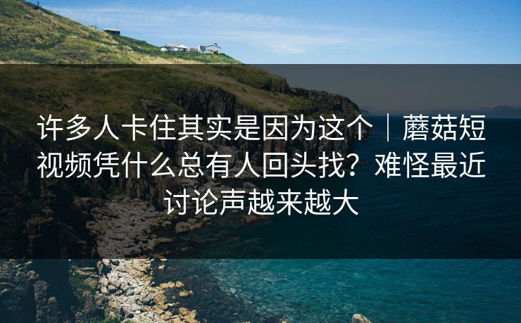许多人卡住其实是因为这个｜蘑菇短视频凭什么总有人回头找？难怪最近讨论声越来越大