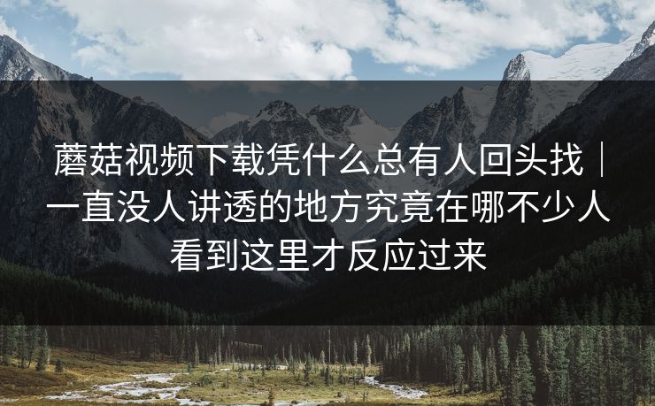 蘑菇视频下载凭什么总有人回头找｜一直没人讲透的地方究竟在哪不少人看到这里才反应过来