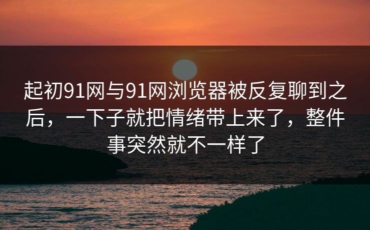 起初91网与91网浏览器被反复聊到之后，一下子就把情绪带上来了，整件事突然就不一样了