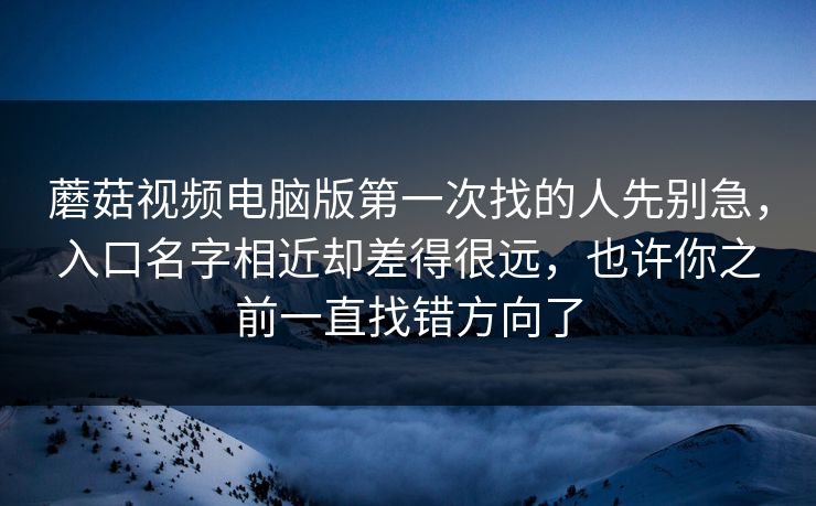 蘑菇视频电脑版第一次找的人先别急，入口名字相近却差得很远，也许你之前一直找错方向了