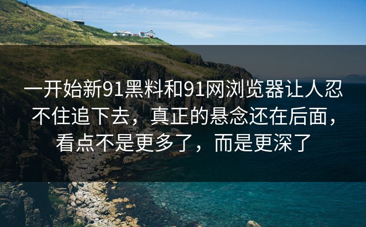 一开始新91黑料和91网浏览器让人忍不住追下去，真正的悬念还在后面，看点不是更多了，而是更深了
