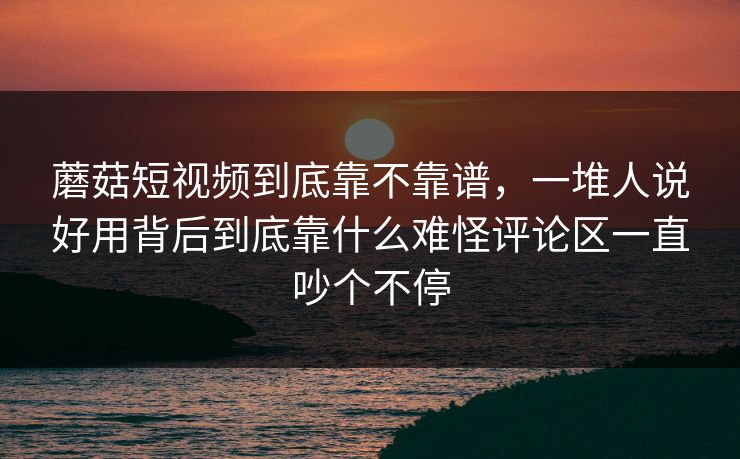 蘑菇短视频到底靠不靠谱，一堆人说好用背后到底靠什么难怪评论区一直吵个不停