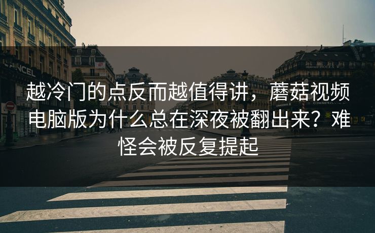 越冷门的点反而越值得讲，蘑菇视频电脑版为什么总在深夜被翻出来？难怪会被反复提起
