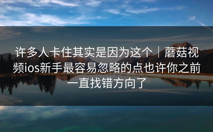 许多人卡住其实是因为这个｜蘑菇视频ios新手最容易忽略的点也许你之前一直找错方向了