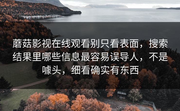 蘑菇影视在线观看别只看表面，搜索结果里哪些信息最容易误导人，不是噱头，细看确实有东西