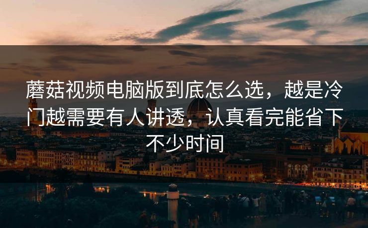 蘑菇视频电脑版到底怎么选，越是冷门越需要有人讲透，认真看完能省下不少时间