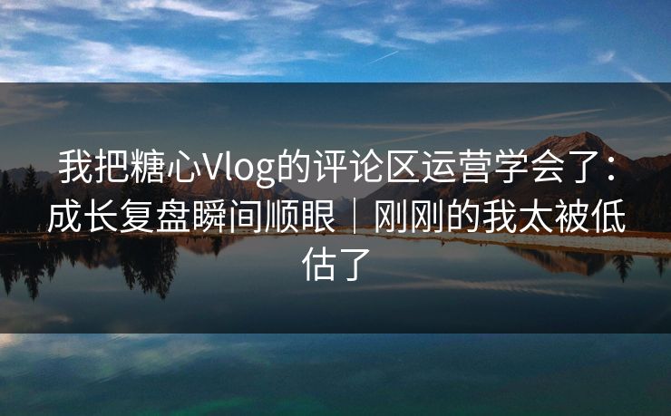 我把糖心Vlog的评论区运营学会了：成长复盘瞬间顺眼｜刚刚的我太被低估了