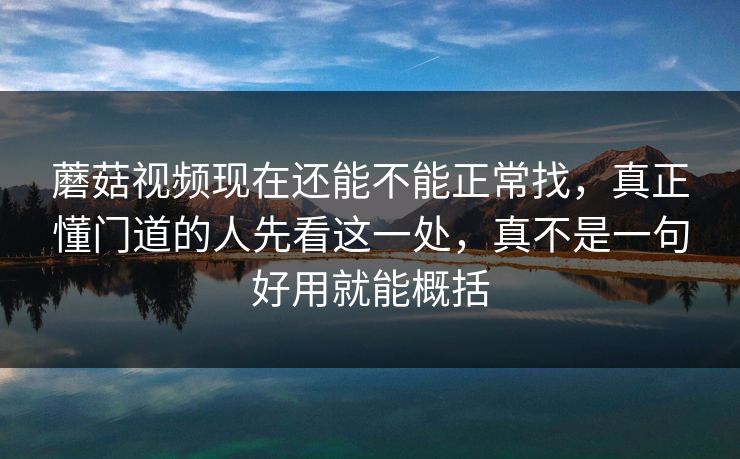 蘑菇视频现在还能不能正常找，真正懂门道的人先看这一处，真不是一句好用就能概括