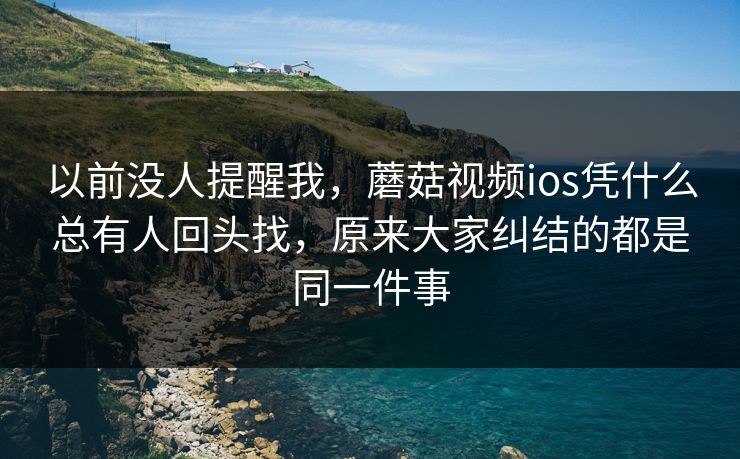 以前没人提醒我,蘑菇视频ios凭什么总有人回头找,原来大家纠结的都是同一件事 以前没人提醒我,蘑菇视频ios凭什么总有人回头找,原来大家纠结的都是同一件事