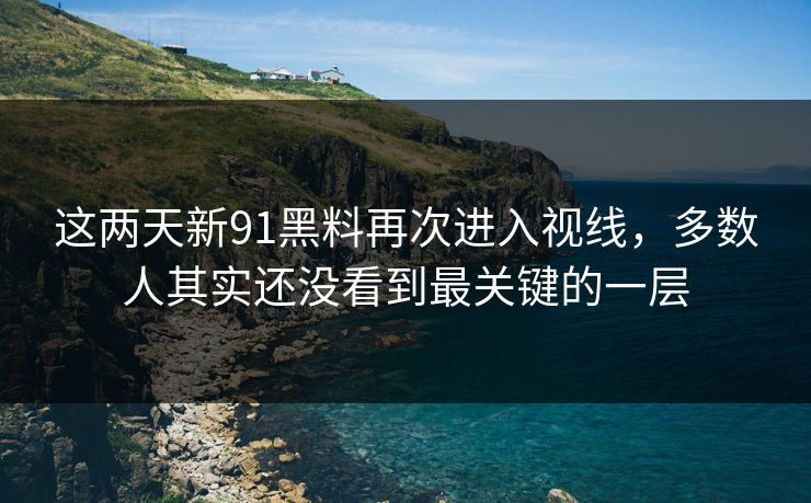 这两天新91黑料再次进入视线,多数人其实还没看到最关键的一层 这两天新91黑料再次进入视线,多数人其实还没看到最关键的一层