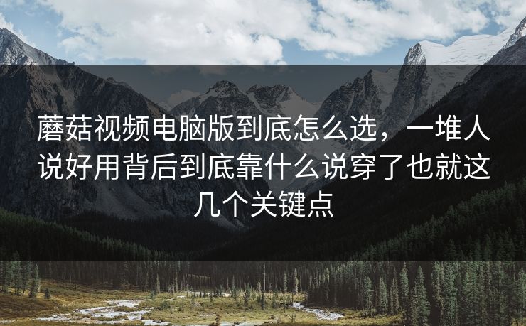 蘑菇视频电脑版到底怎么选，一堆人说好用背后到底靠什么说穿了也就这几个关键点