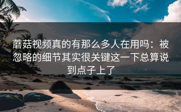 蘑菇视频真的有那么多人在用吗:被忽略的细节其实很关键这一下总算说到点子上了 蘑菇视频真的有那么多人在用吗:被忽略的细节其实很关键这一下总算说到点子上了