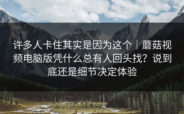 许多人卡住其实是因为这个｜蘑菇视频电脑版凭什么总有人回头找？说到底还是细节决定体验