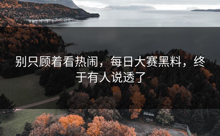 别只顾着看热闹，每日大赛黑料，终于有人说透了