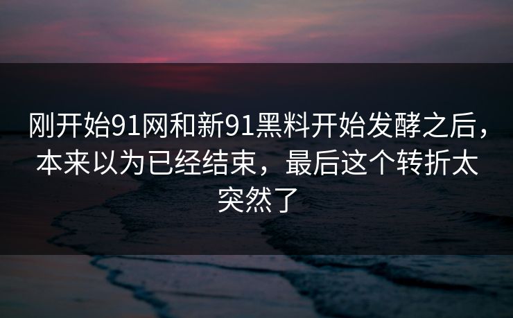 刚开始91网和新91黑料开始发酵之后，本来以为已经结束，最后这个转折太突然了